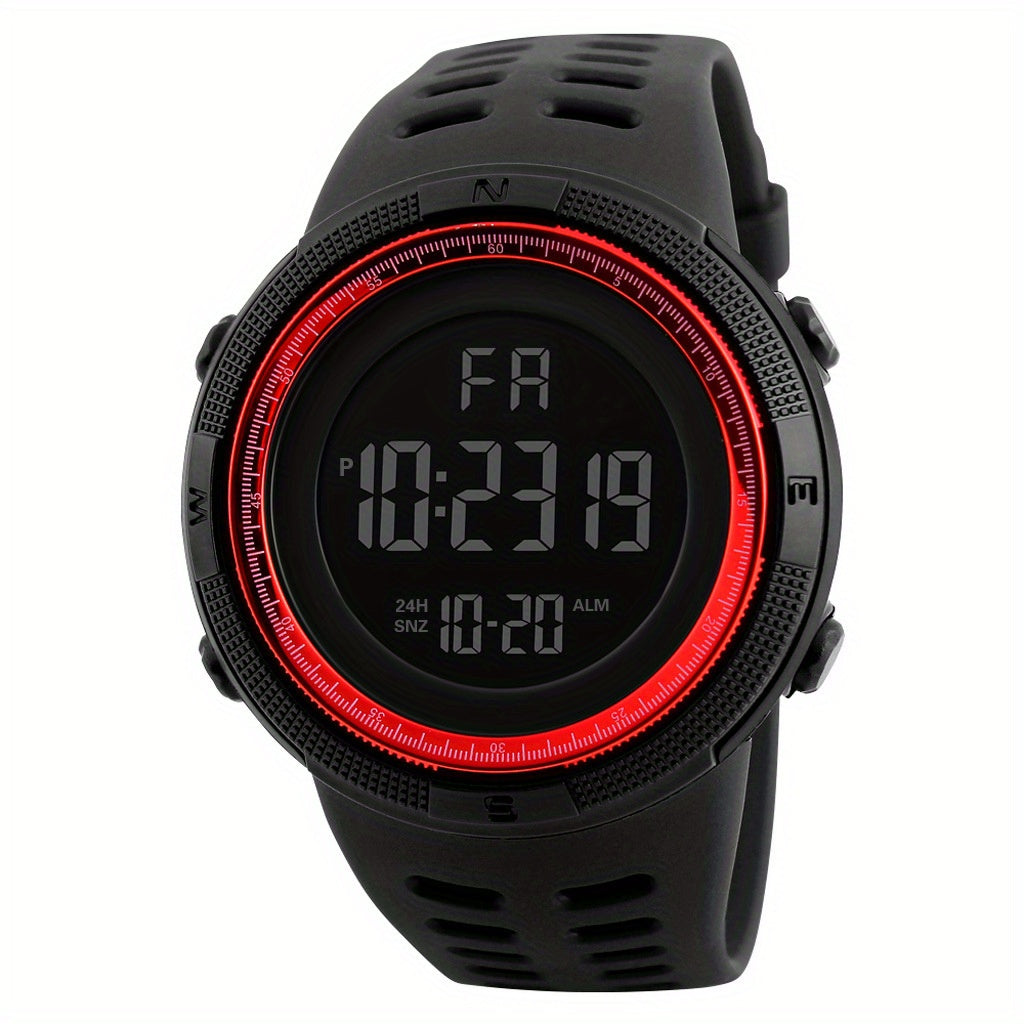 Sleek, Men's Sporty Digital Watch with Large Dial - Luminous, Alarm Feature, Silicone Band, Non-Waterproof