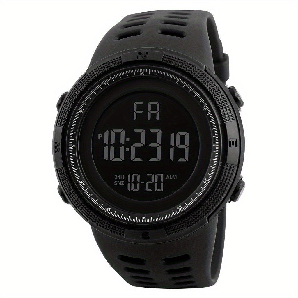 Sleek, Men's Sporty Digital Watch with Large Dial - Luminous, Alarm Feature, Silicone Band, Non-Waterproof