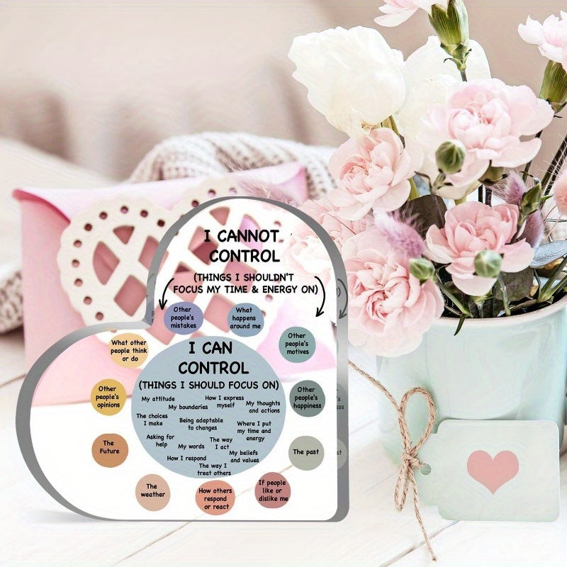 1pc Mental Health Decor, School Counselor Sign Things I Can Control Acrylic Heart Gifts, Therapist Office Art Decorations For Therapist Office Living Room Bedroom Desktop Gift