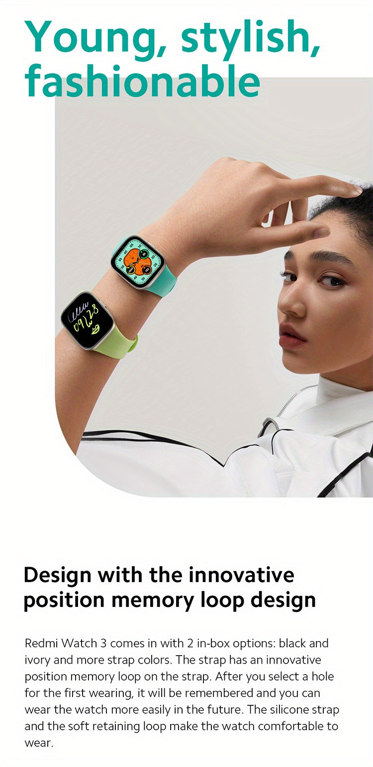 Redmi Watch 3 Global Version Built-in Multi-system GNSS Large 1.75" AMOLED Display Stylish Metallic Finish Up To 12 Days Of Battery Life 289mAh 390×450 Pixel