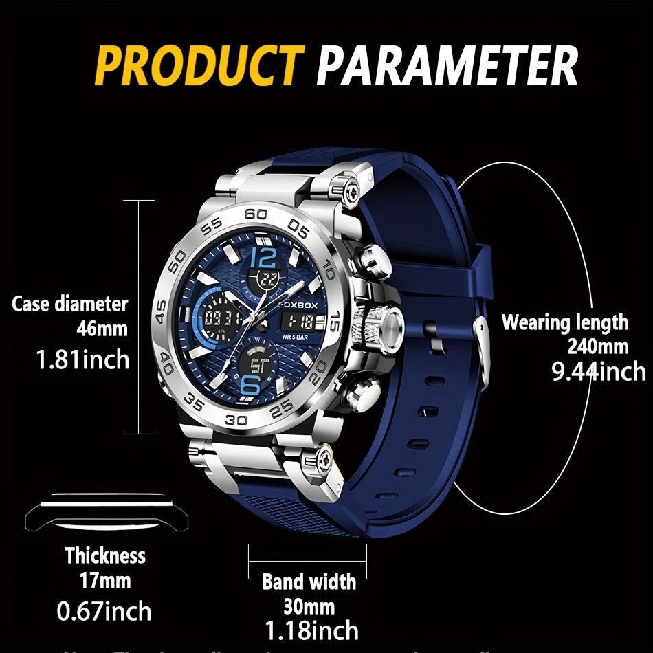 Men'S Sports Watch Waterproof Dual Display Digital Military Quartz Watch Alarm Clock Chronograph Multifunction Luminous Watch Student Watch Outdoor Hiking / Schooling Valentine'S Day
