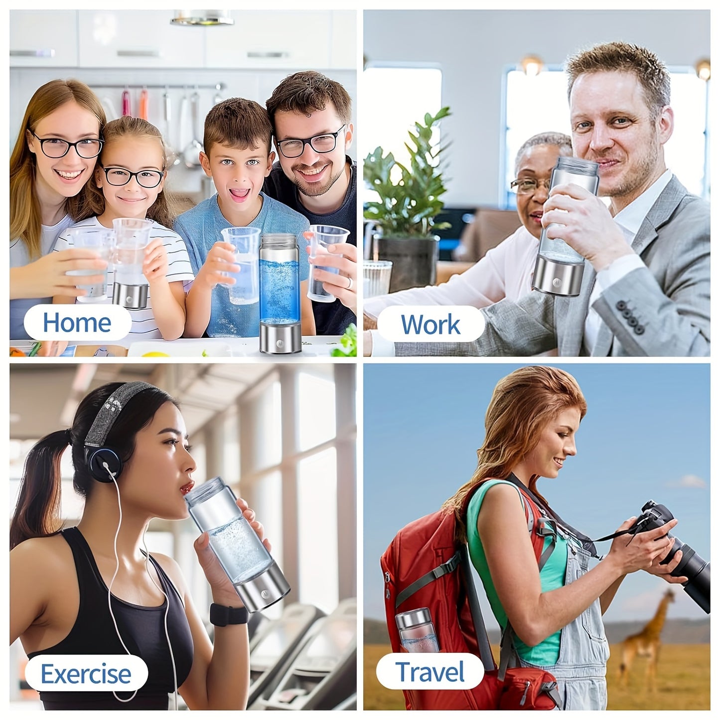 Hydrogen Water Bottle, Portable Hydrogen Water Ionizer Machine, Hydrogen Water Generator, Rechargeable Hydrogen Rich Water Glass Health Cup for Home Travel