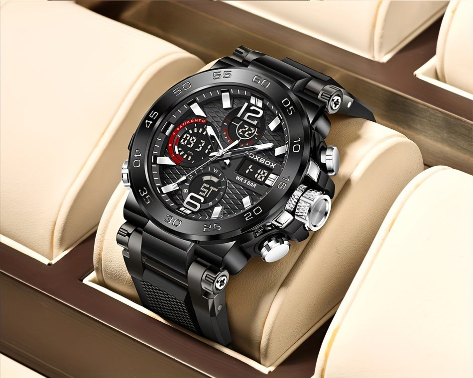 Men'S Sports Watch Waterproof Dual Display Digital Military Quartz Watch Alarm Clock Chronograph Multifunction Luminous Watch Student Watch Outdoor Hiking / Schooling Valentine'S Day