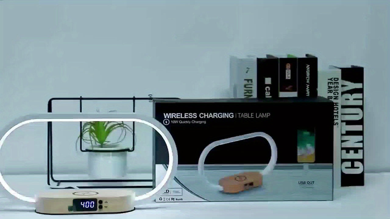 10W multifunctional wireless charging station, watch, LED desk light, night light, USB port, fast charging station for iPhone, Samsung, and Xiaomi phones