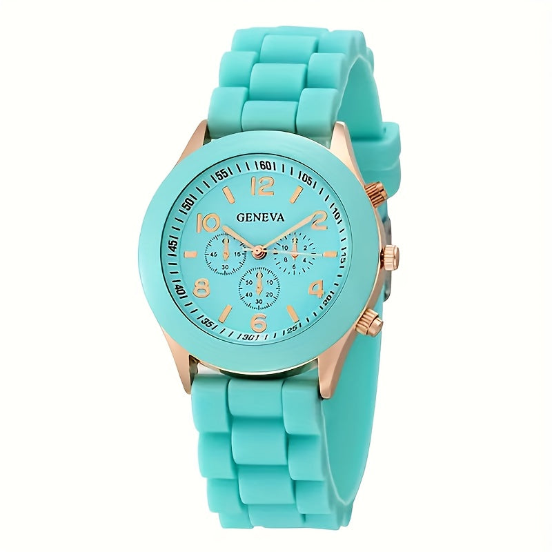 Fashion-Forward Round Pointer Quartz Watch - Accurate Triple Dial, Water-Resistant, Durable Silicone Strap - Perfect Sports Wristwatch for Active Men & Women - An Ideal Gift Choice