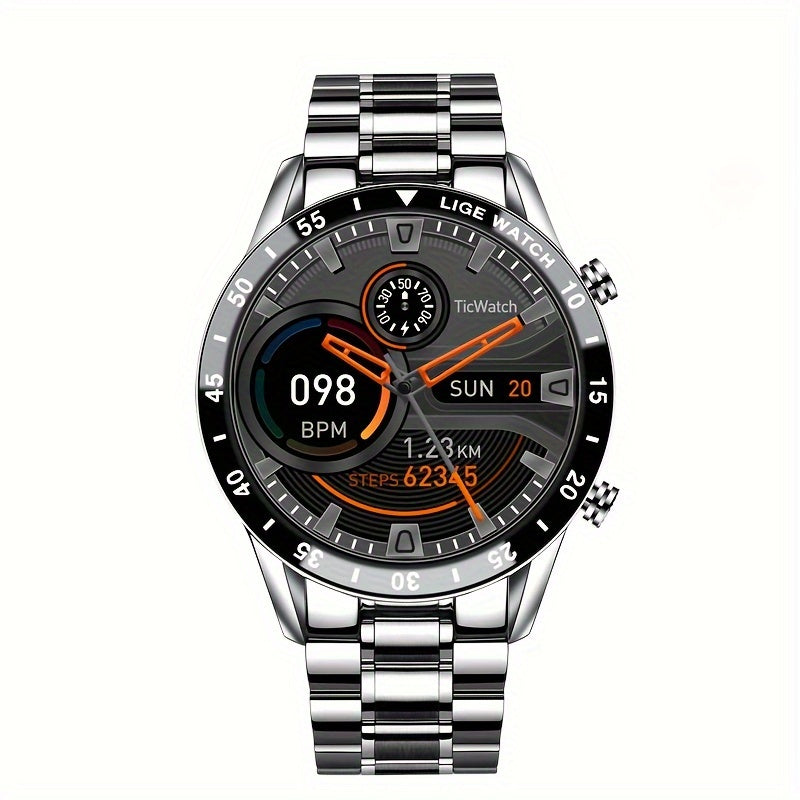 LIGE 2023 Full Circle Touch Screen Steel Band Call Man Smart Watch Waterproof Sports Activity Fitness Smartwatch For Men