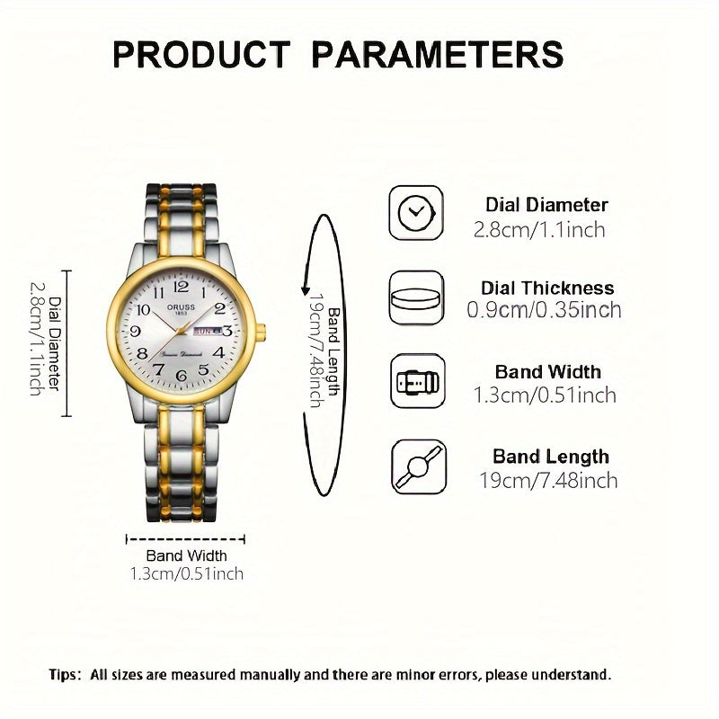 Fashionable Luminous Ladies Quartz Watch - Stylish Textured Dial with Calendar & Date - Waterproof Analog Wristwatch for Daily Wear & Travel Adventures