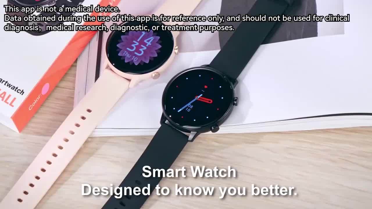 Smart Watch Fitness Tracker - Circular Touch Screen Watch For Android iOS Mobile Phones - Sedentary Reminders, Music Control, Lift Bowl Light Screen