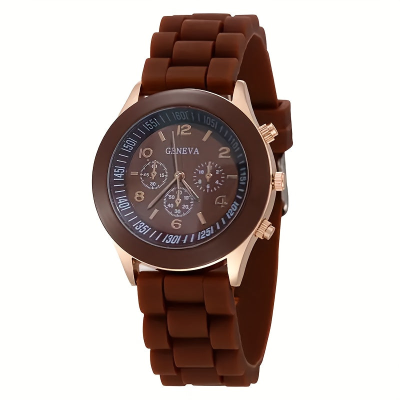 Fashion-Forward Round Pointer Quartz Watch - Accurate Triple Dial, Water-Resistant, Durable Silicone Strap - Perfect Sports Wristwatch for Active Men & Women - An Ideal Gift Choice