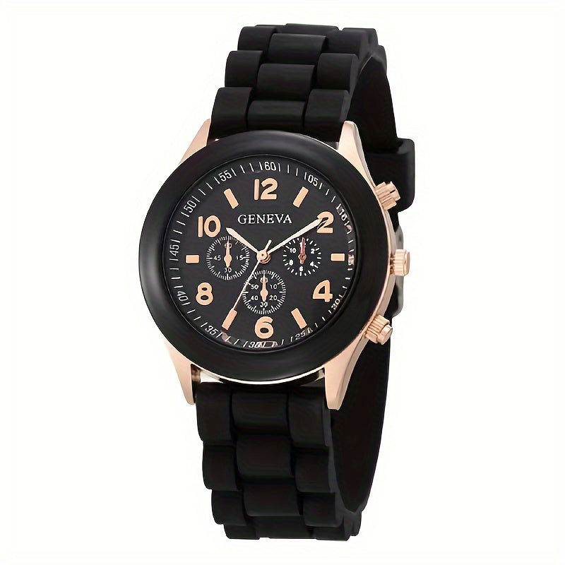 Fashion-Forward Round Pointer Quartz Watch - Accurate Triple Dial, Water-Resistant, Durable Silicone Strap - Perfect Sports Wristwatch for Active Men & Women - An Ideal Gift Choice