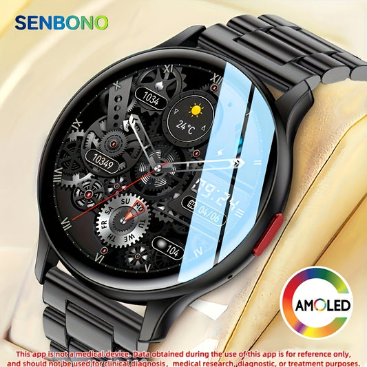 [SENBONO Smartwatch] SENBONO 2023 Men's Smartwatch - 1.43'' Large HD AMOLED Display, Call Functions, Over 100 Sports Modes, Customizable Watch Faces, Fitness Tracking