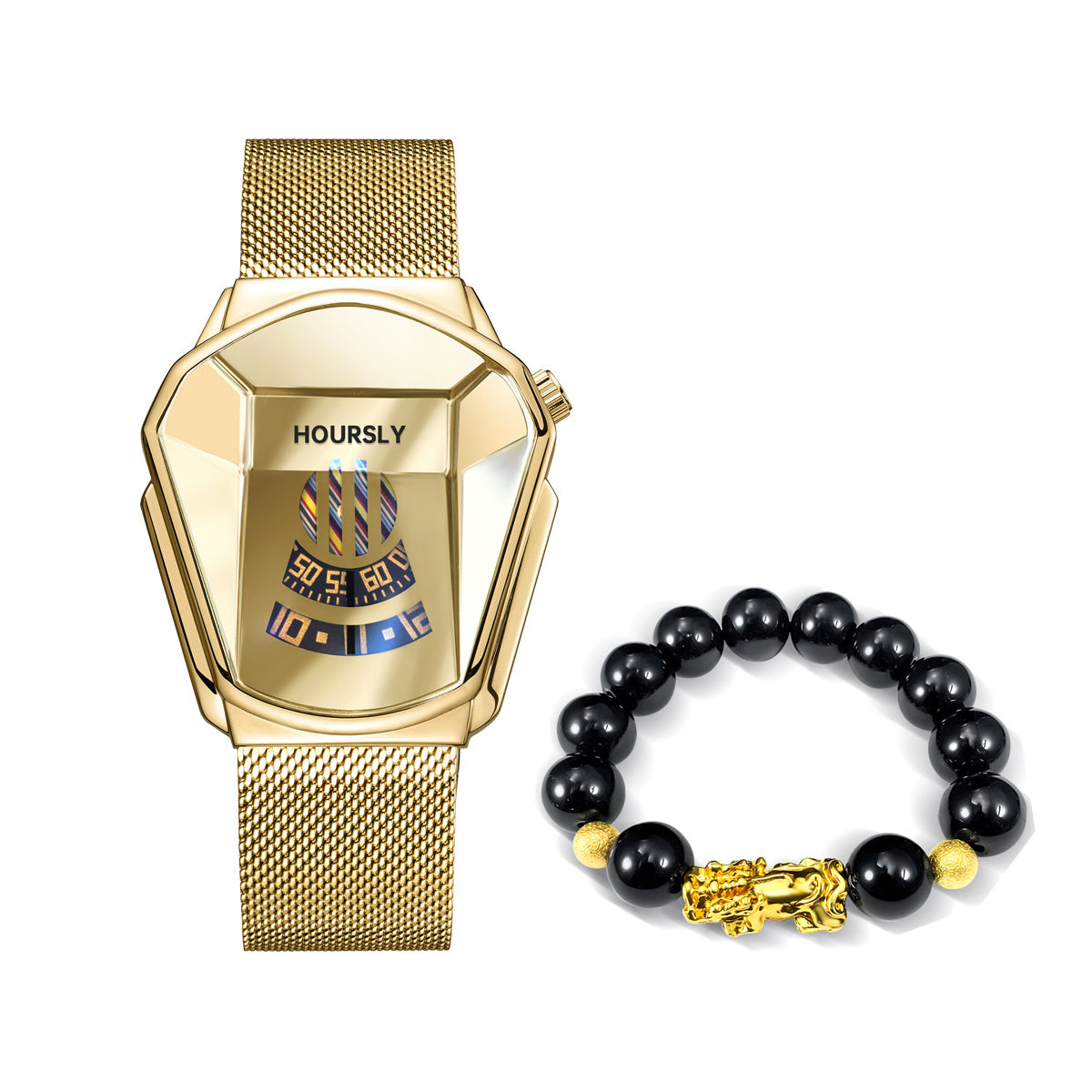 Men's Watch With A Unique Large Dial, Quartz Watch For Men, Racing Steel Strap Set