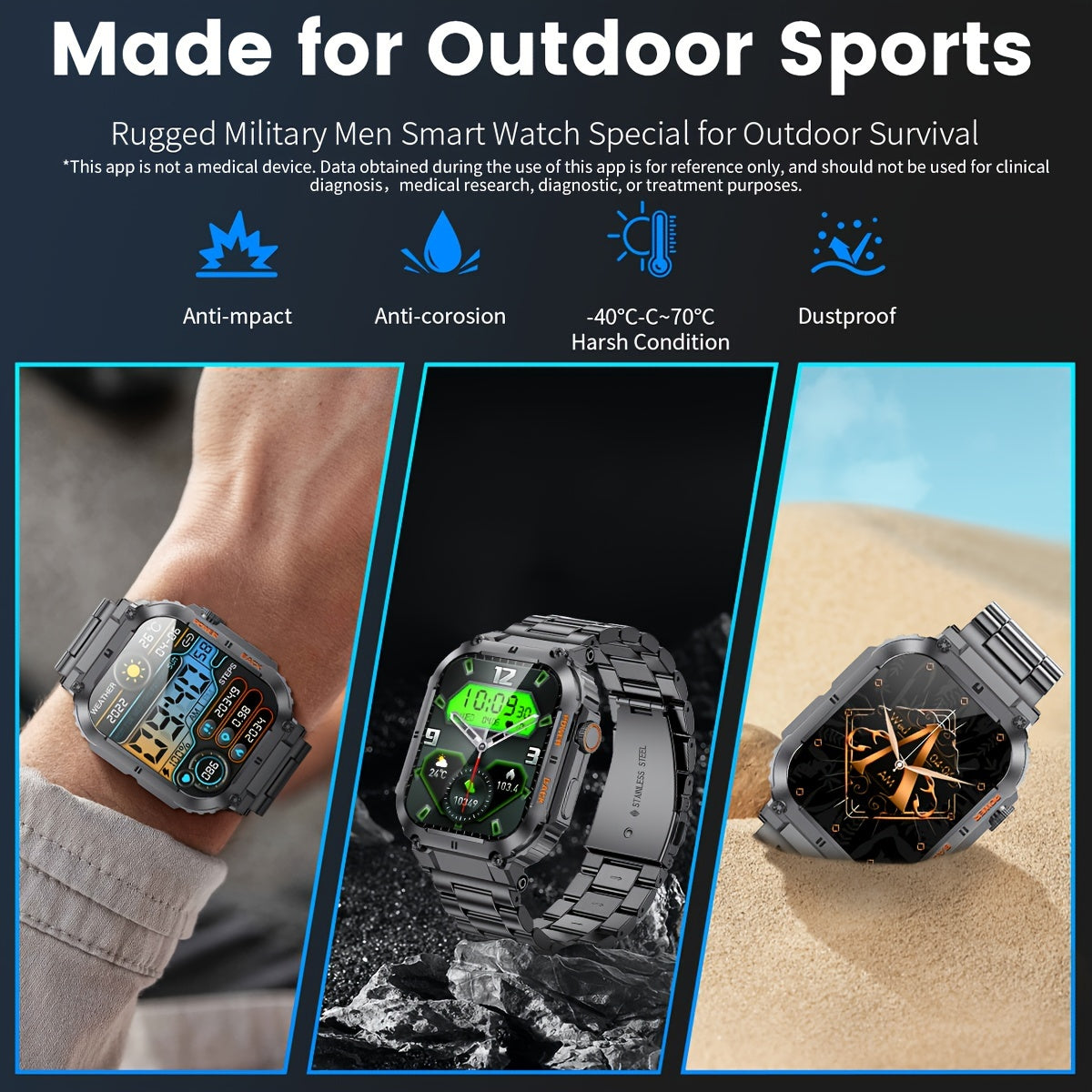 Smart Watch for Men: Wireless Calls, Music, Fitness Tracking, Sleep Monitoring, Multi-Sport Modes for King's Day