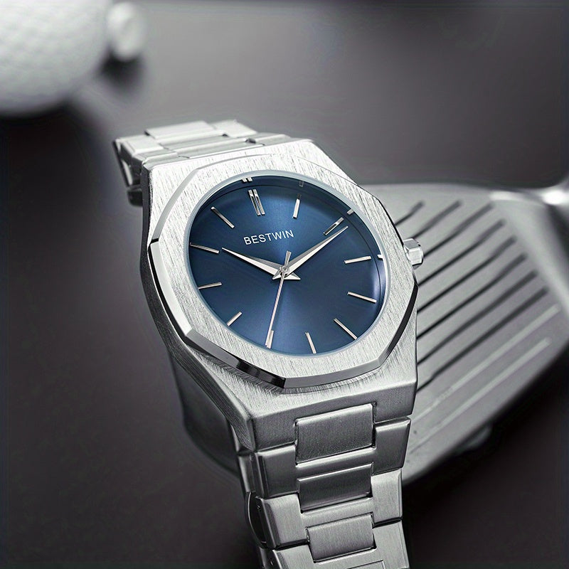Fashion Men's Watch Alloy Steel Band Quartz Clock Simple Line Dial Business Party Men's Wrist Watch, Ideal choice for Gifts