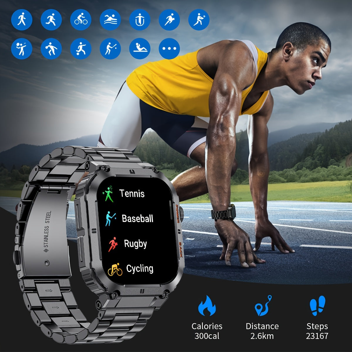 Smart Watch for Men: Wireless Calls, Music, Fitness Tracking, Sleep Monitoring, Multi-Sport Modes for King's Day
