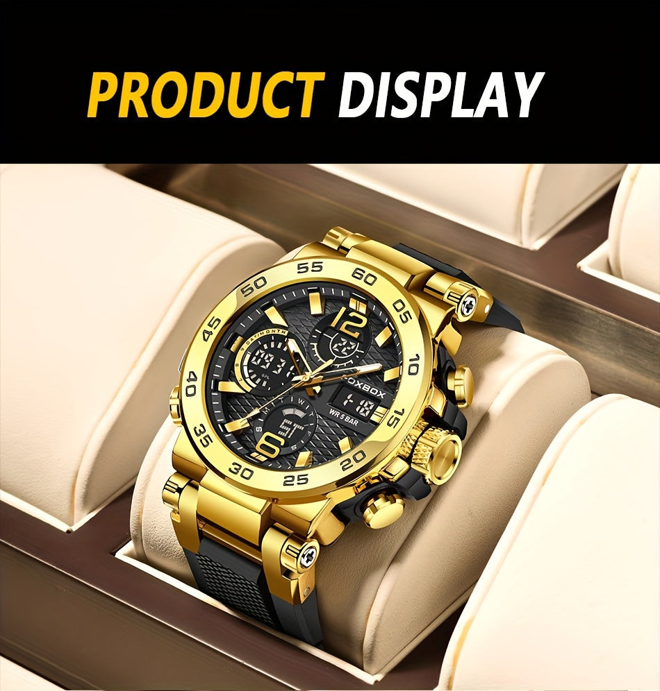 Men'S Sports Watch Waterproof Dual Display Digital Military Quartz Watch Alarm Clock Chronograph Multifunction Luminous Watch Student Watch Outdoor Hiking / Schooling Valentine'S Day