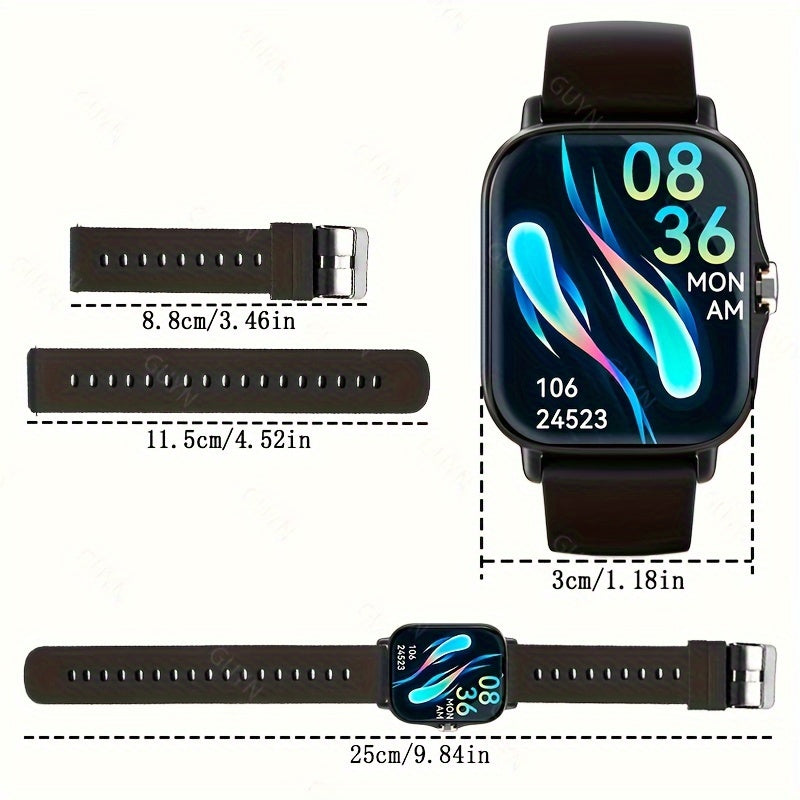 Smart Watch With Wireless Calling/Dialing, Multiple Sports Modes, Fitness Tracker, Customizable Wallpaper, Compatible With IPhone/Android, Sporty Smartwatch With Health Monitoring