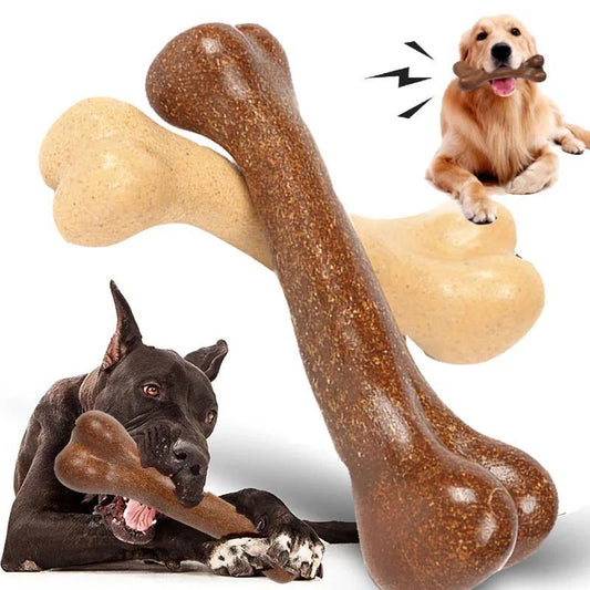 12/15cm Realistic Bone Dog Chew Toy with Wooden Chew Beads & PP Material - Durable, Anti-Bite Design, Interactive Teething Toy for Small Dogs, Pet Reward for Dental Health, Dental Health Tool, Natural Look, Safe Material, Sma