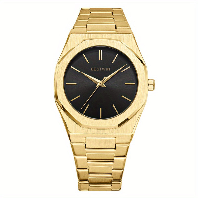 Fashion Men's Watch Alloy Steel Band Quartz Clock Simple Line Dial Business Party Men's Wrist Watch, Ideal choice for Gifts