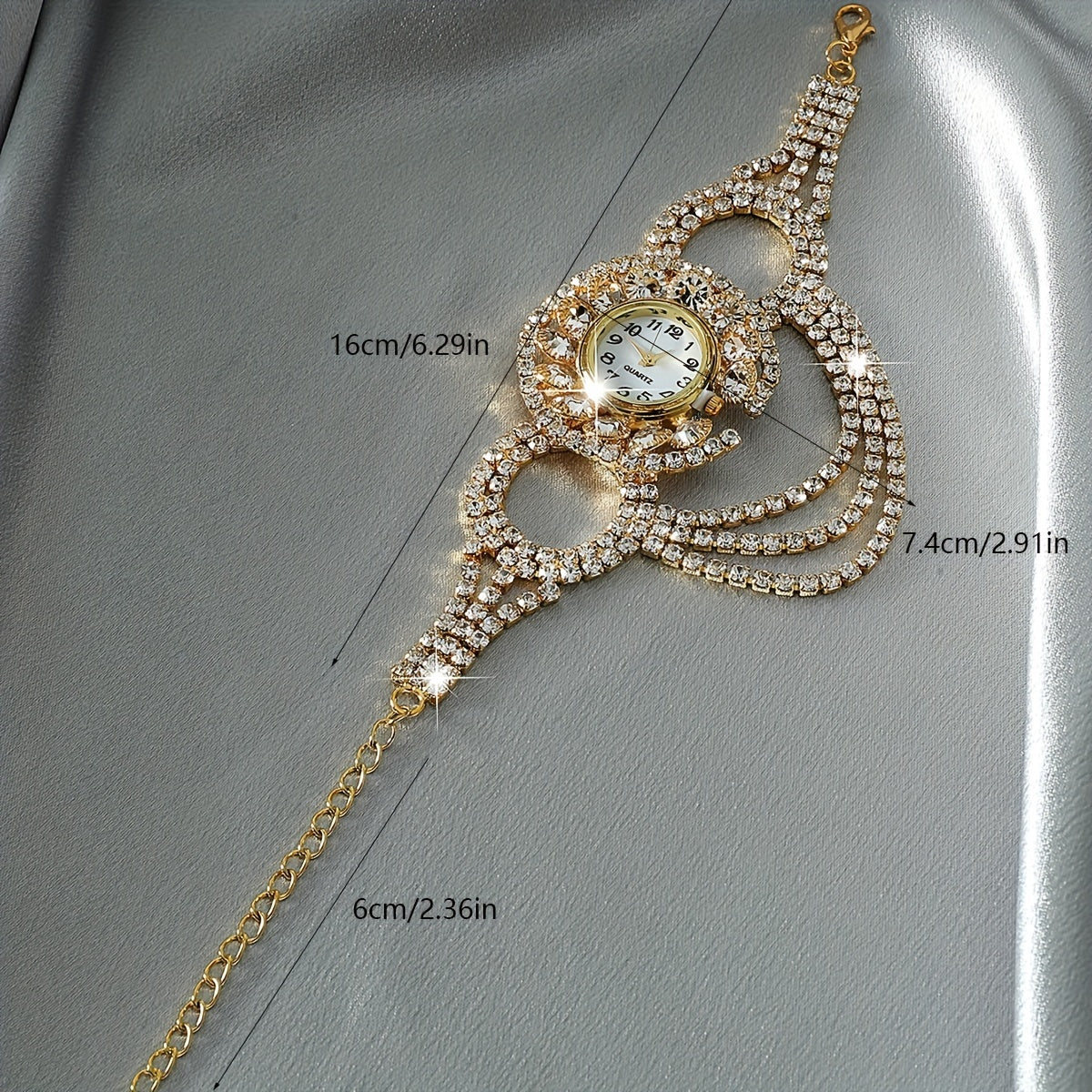 Luxurious Baroque Rhinestone Quartz Watch - Shiny Tassel Accent, Fashion Analog Display, Water-Resistant, Adjustable Bracelet, Perfect for Formal Occasions - Women's Elegant Timepiece