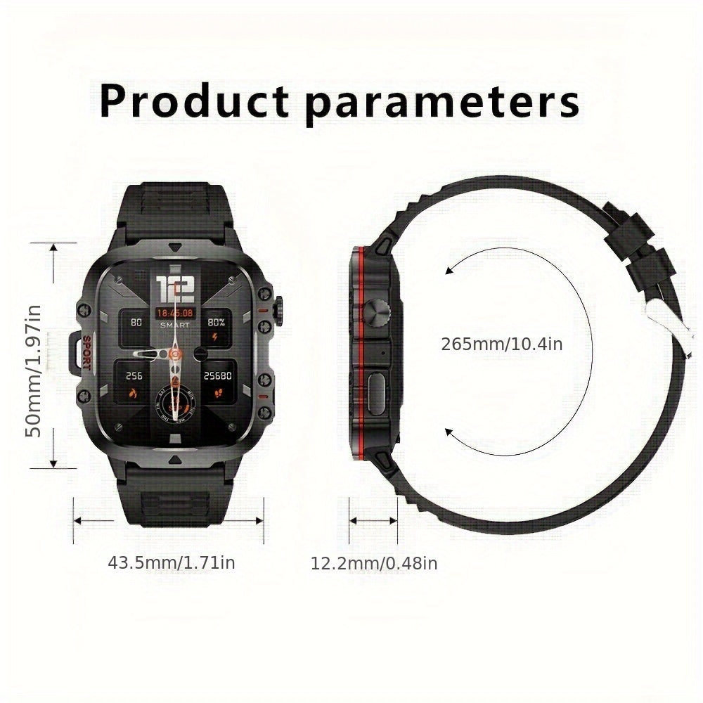 New Rugged Smart Watch Men Wireless Call IP68 Sport Fitness AI Voice Outdoor Smartwatch For Mobile Phones