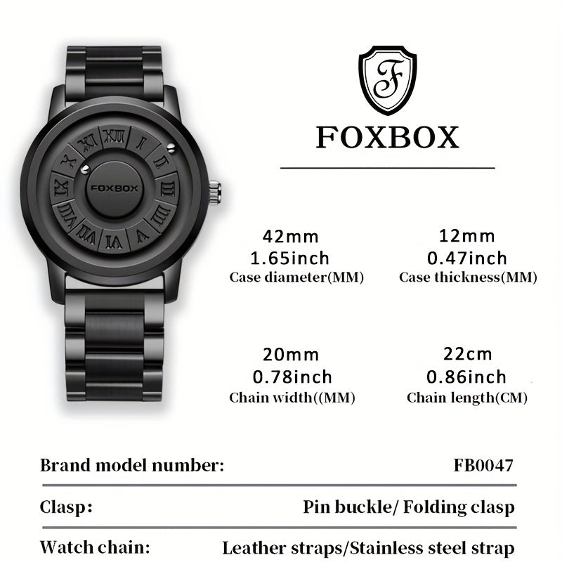 Stylish Men's Rotating Bead Watch - Waterproof Wrist Watch with Cool Dial Display Design, Magnetic Bead, Ideal for Halloween Gifts, Family Gatherings, and Daily Wear