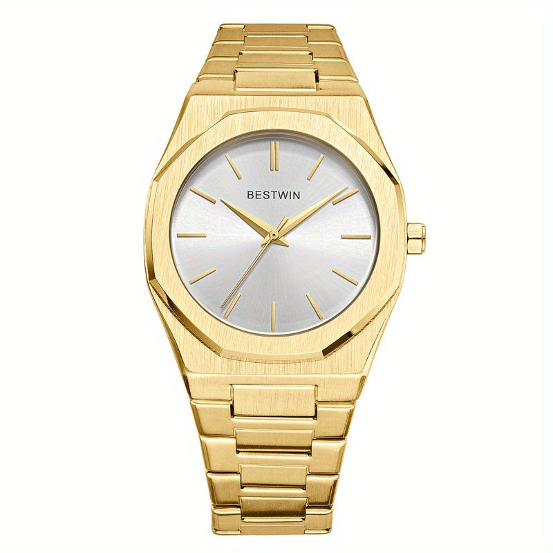 Fashion Men's Watch Alloy Steel Band Quartz Clock Simple Line Dial Business Party Men's Wrist Watch, Ideal choice for Gifts