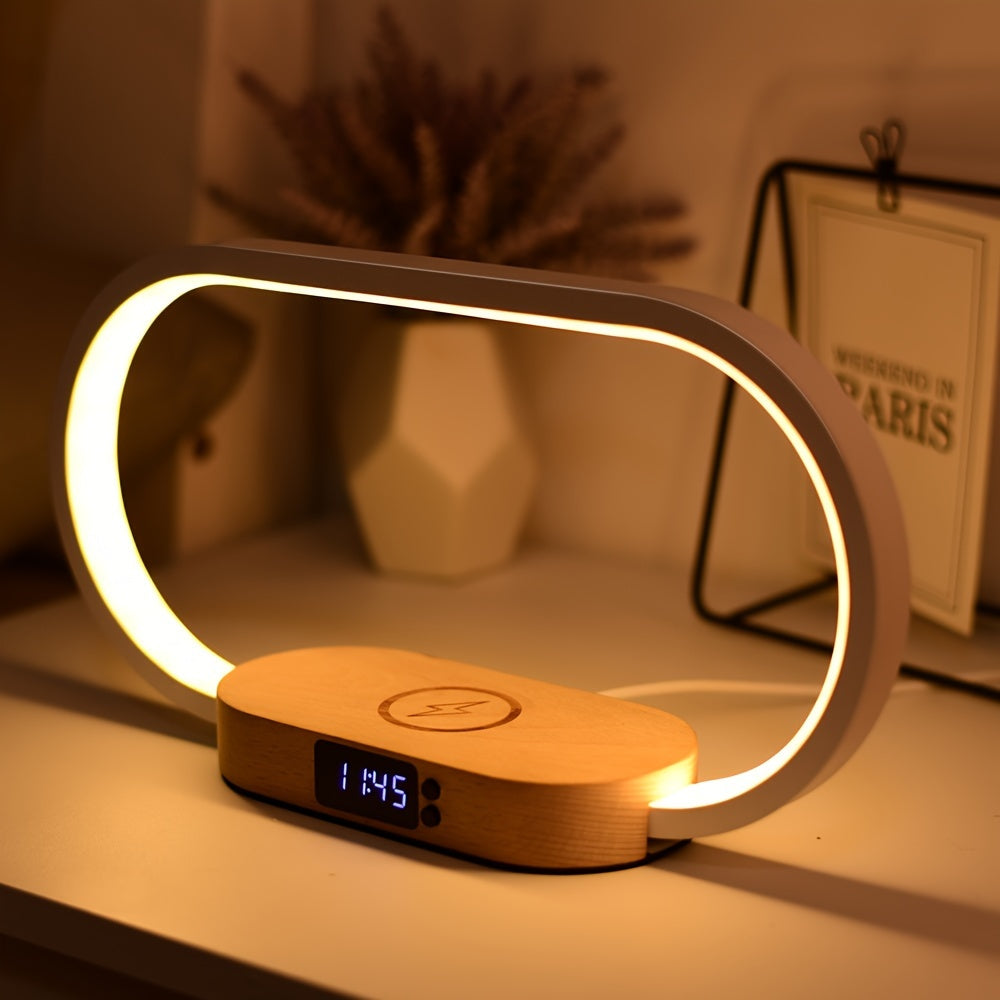 10W multifunctional wireless charging station, watch, LED desk light, night light, USB port, fast charging station for iPhone, Samsung, and Xiaomi phones
