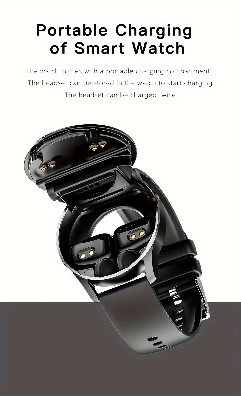 2-in-1 Smart Earphones Watch - Built-in Earbuds, Sports Waterproof, Hands-Free Calling, Compatible with Android and iPhone, Unisex Design for Men and Women