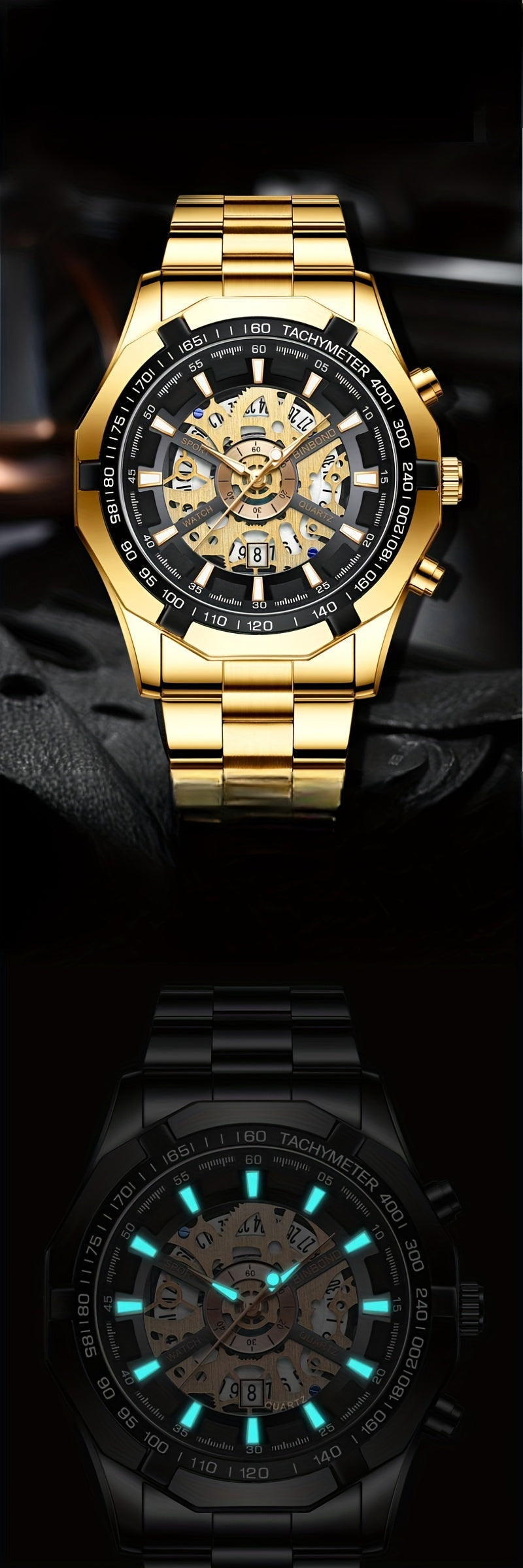 Binbond Men's Hollow Quartz Watch - Stylish, Back to School Essential for Students