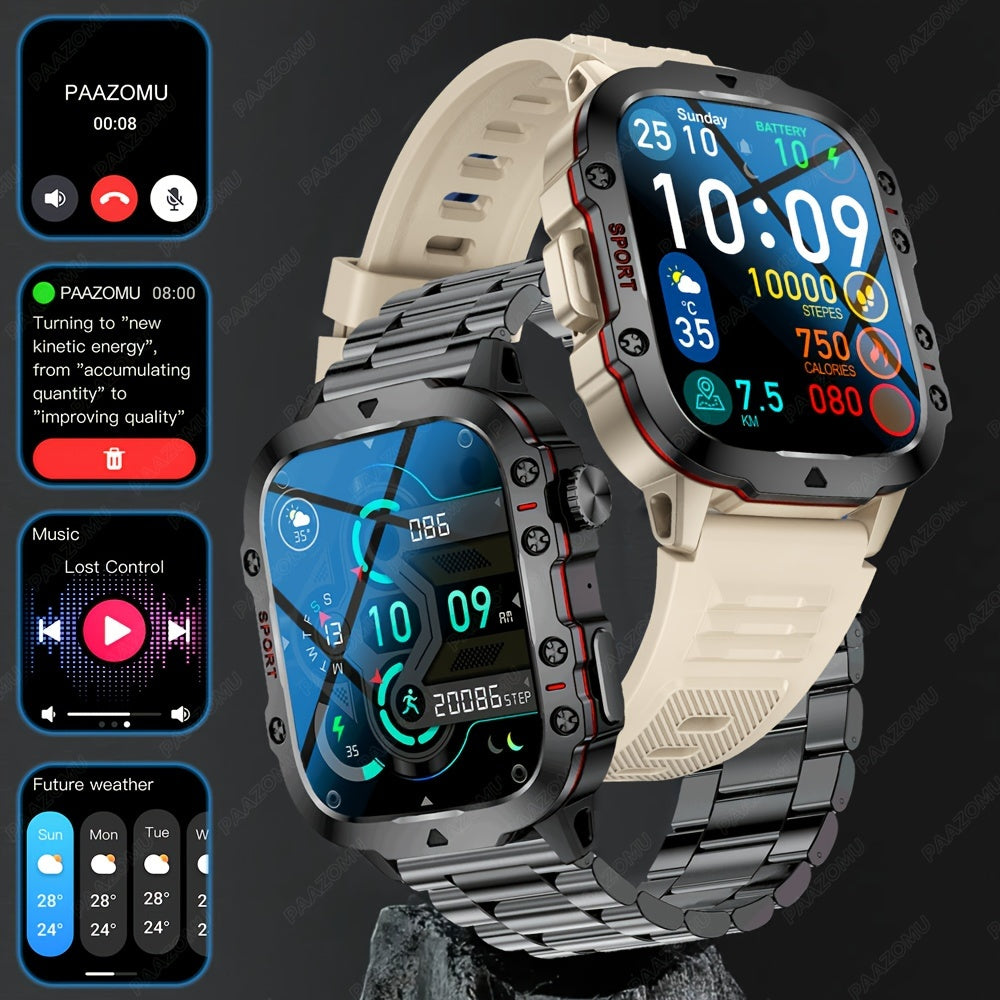 New Rugged Smart Watch Men Wireless Call IP68 Sport Fitness AI Voice Outdoor Smartwatch For Mobile Phones