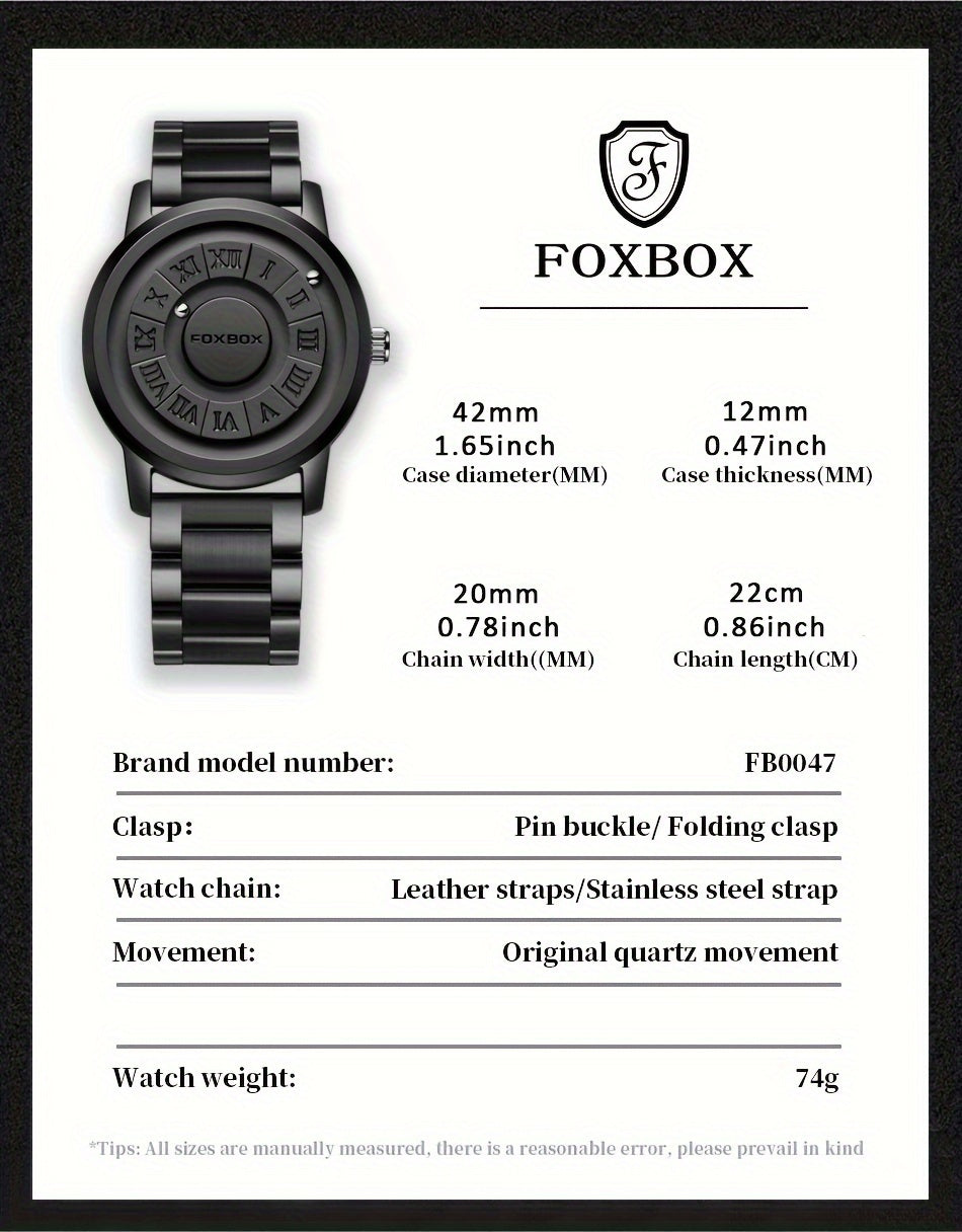 Stylish Men's Rotating Bead Watch - Waterproof Wrist Watch with Cool Dial Display Design, Magnetic Bead, Ideal for Halloween Gifts, Family Gatherings, and Daily Wear