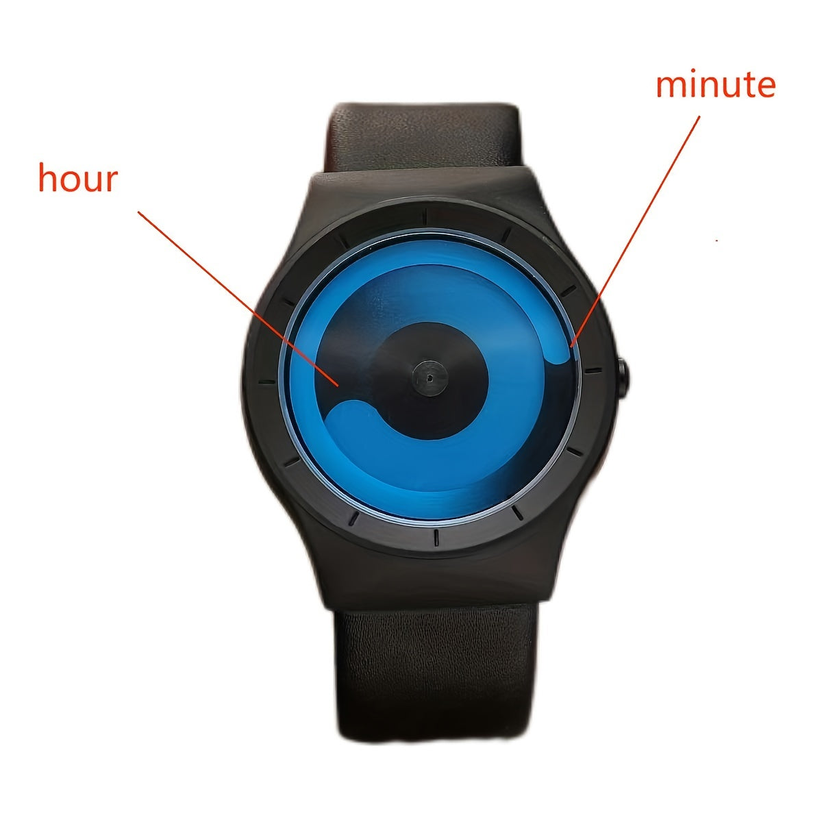 Stylish Tai Chi Quartz Watch - Minimalist Round Pointer Wrist Watch for Women Men with Genuine Leather Strap and Novelty Dial Design