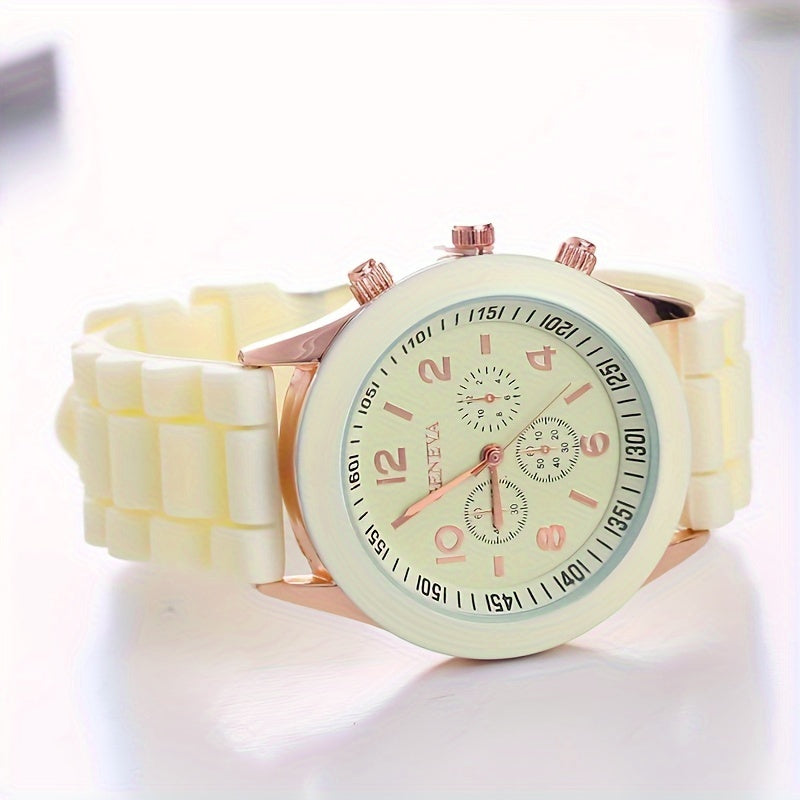 Fashion-Forward Round Pointer Quartz Watch - Accurate Triple Dial, Water-Resistant, Durable Silicone Strap - Perfect Sports Wristwatch for Active Men & Women - An Ideal Gift Choice