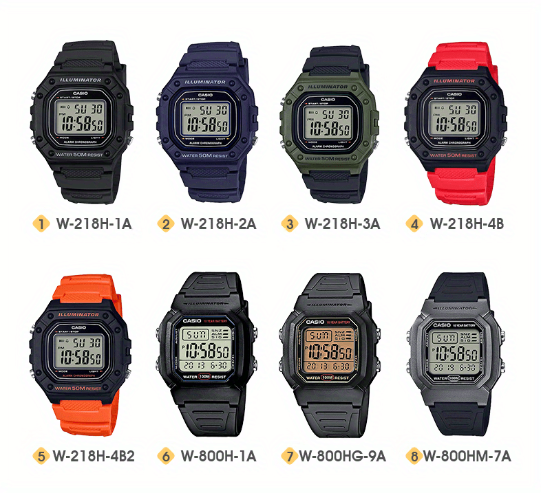 CASIO Classic Chronograph Watch - Women's Digital Sports Watch with Alarm, 50M Water Resistance, Resin Band - Perfect for Outdoor Enthusiasts