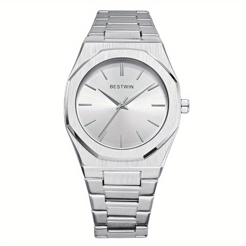 Fashion Men's Watch Alloy Steel Band Quartz Clock Simple Line Dial Business Party Men's Wrist Watch, Ideal choice for Gifts