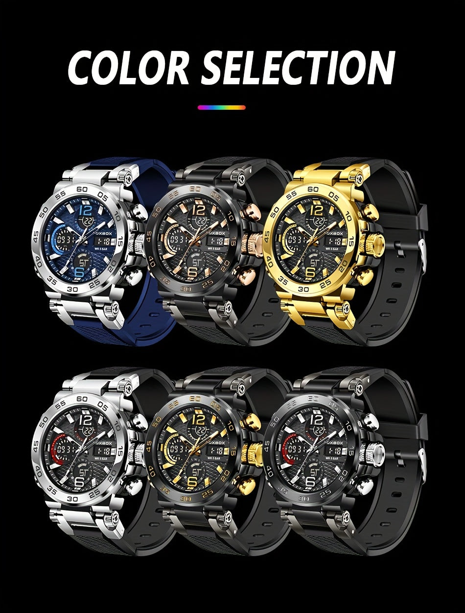 Men'S Sports Watch Waterproof Dual Display Digital Military Quartz Watch Alarm Clock Chronograph Multifunction Luminous Watch Student Watch Outdoor Hiking / Schooling Valentine'S Day