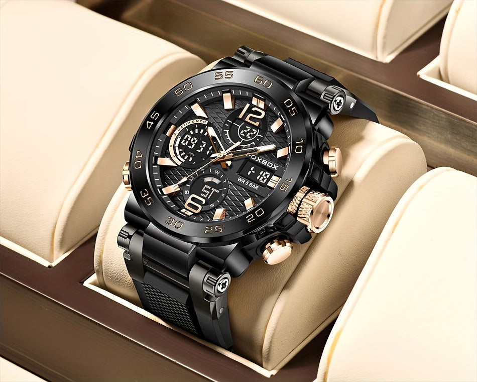 Men'S Sports Watch Waterproof Dual Display Digital Military Quartz Watch Alarm Clock Chronograph Multifunction Luminous Watch Student Watch Outdoor Hiking / Schooling Valentine'S Day