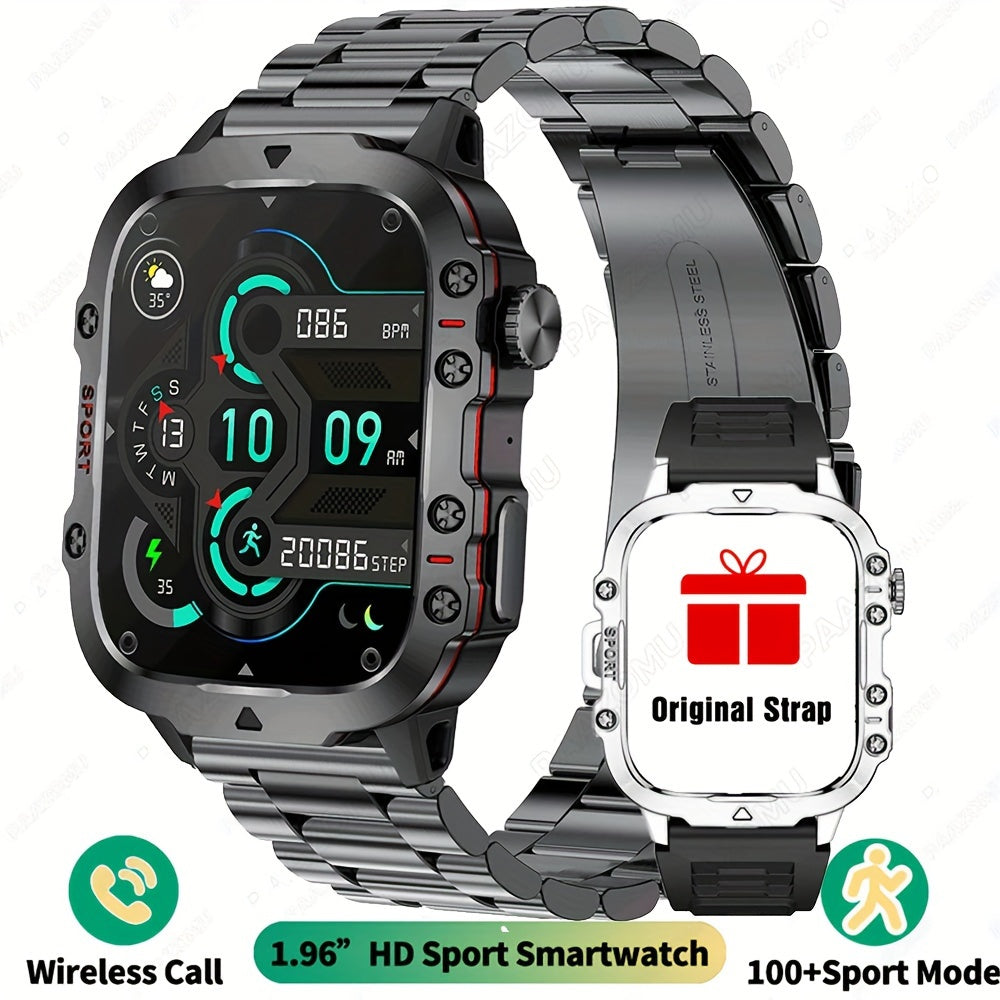 New Rugged Smart Watch Men Wireless Call IP68 Sport Fitness AI Voice Outdoor Smartwatch For Mobile Phones