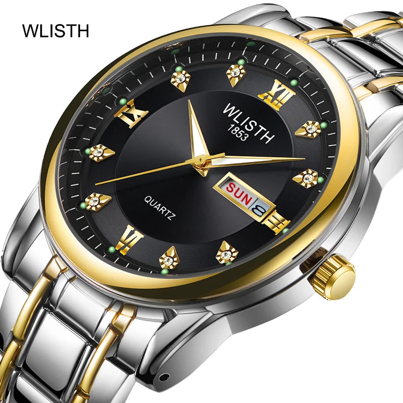 Hot Fashion Men's Watch Waterproof Luminous Steel Belt Non-mechanical Double Calendar Quartz Watch Business Domineering Watch