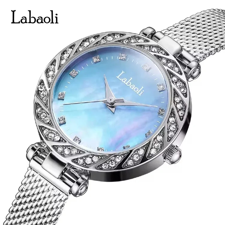 Labaoli LA092 092 Top Women 30M Life Waterproof Alloy Case Charm Fashion Ladies Watch Mesh Steel Belt Luxury Round Shape Female