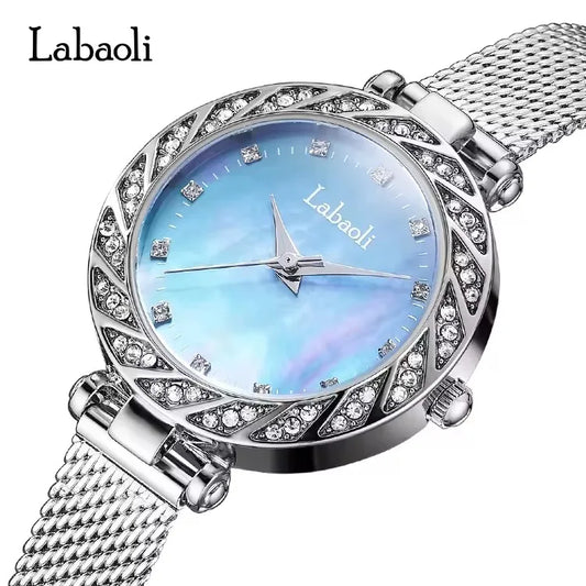Labaoli LA092 092 Top Women 30M Life Waterproof Alloy Case Charm Fashion Ladies Watch Mesh Steel Belt Luxury Round Shape Female