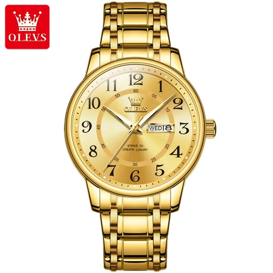 OLEVS 2891 New Fashion Quartz Watch for Men Waterproof Luminous Dual Calendar Men's Watches Original Man Wristwatch