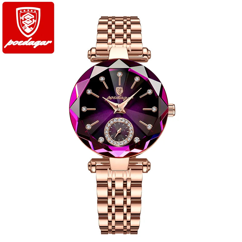 POEDAGAR 719Women Watch Fashion Leather Quartz Watch Waterproof Rose Gold Top Brand Luxury Quality Lady Wrist Watches for Gift
