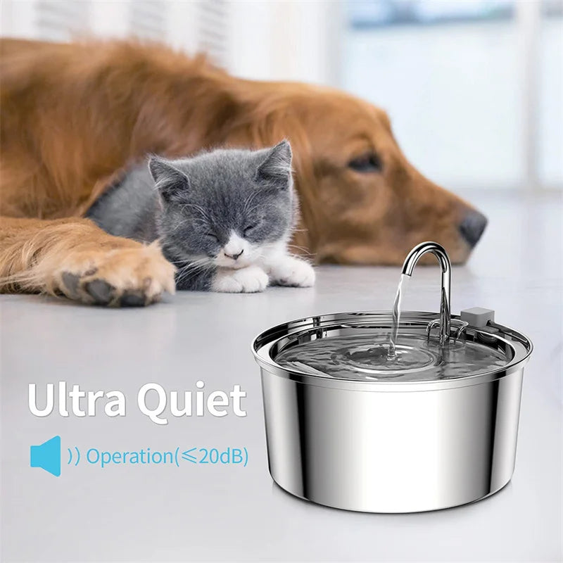 Cat Water Fountain 3.2L Upgraded Stainless Steel Pet Water Fountain Automatic Cat Drinking Water Bowl Dispenser