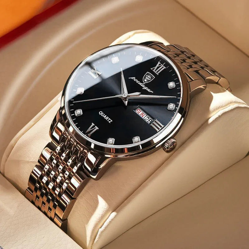 POEDAGAR Watch for Men 856 Minimalist Alloy Quartz Watches Waterproof Luminous Mens Wristwatch Clock Montre Homme Custom Watches
