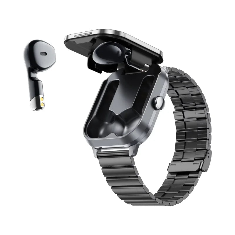 2025 Fashion Smart Watch with TWS Earphone 2in1 BT Music Heart Rate Health Monitoring Sport Relojes NFC Smartwatch for Men