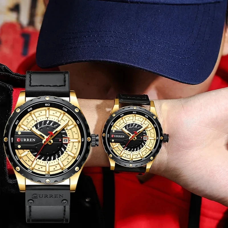 CURREN 8374 Watches Mens Top Fashion Gift Leather Casual Quartz Men's Watch Calendar Luminous Hand Men Wristwatch Relojes Hombre