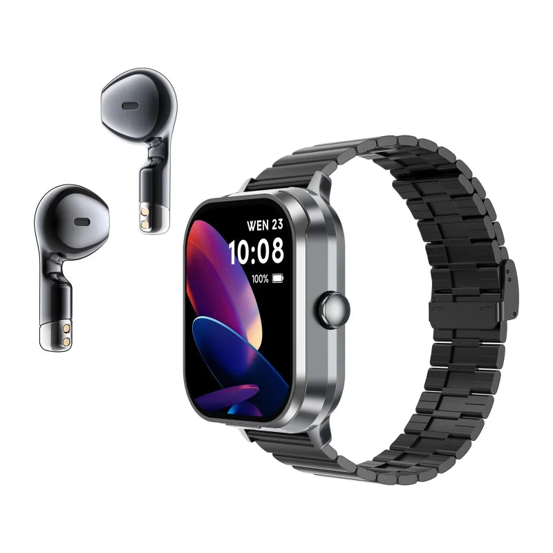 2025 Fashion Smart Watch with TWS Earphone 2in1 BT Music Heart Rate Health Monitoring Sport Relojes NFC Smartwatch for Men
