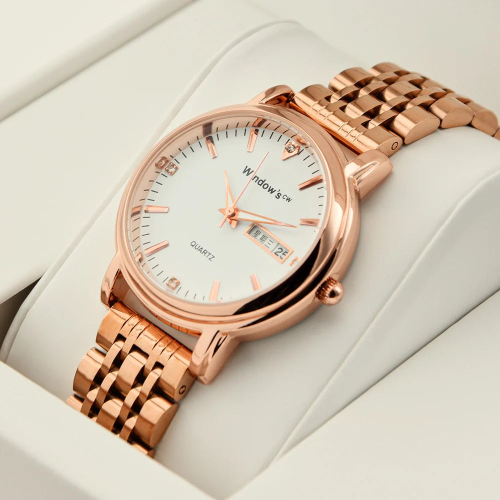 WINDOWSTIME Lady Quartz Watch Classic Luxury Stainless Steel Business Design Simple Style Alloy Case Pointer Dial OEM Watch
